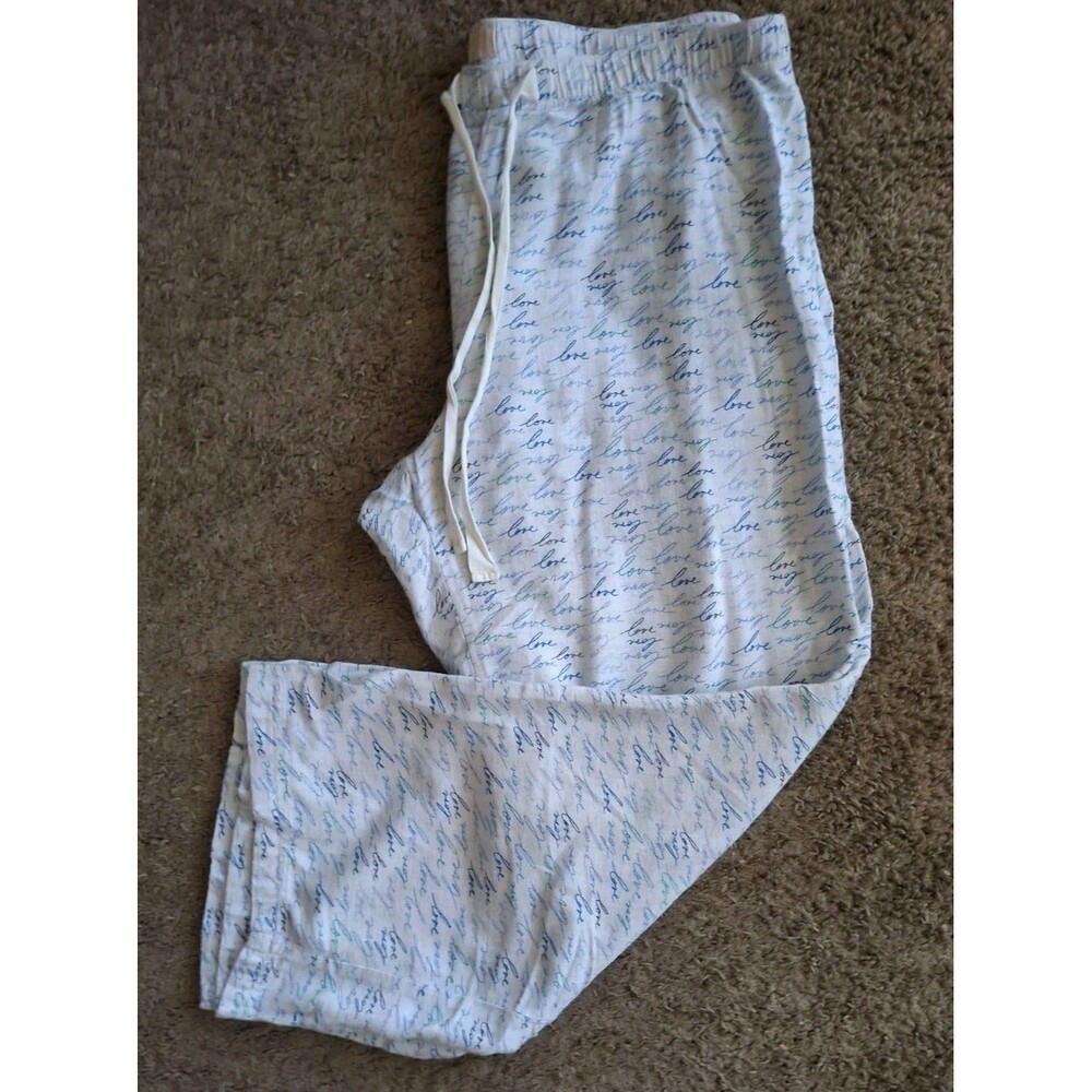 Love By Gap Sleepwear Lounge Pants Large Blue All Over Love Print Cotton Viscose - Picture 4 of 5